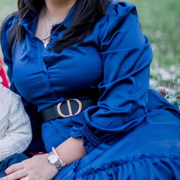 Alex Marie Silky satin soft dress. Size XL. long sleeve. Ruffles - Picture 4 of 4